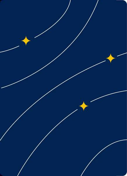 Patrón azul con líneas curvas y estrellas amarillas