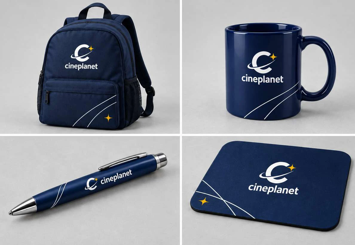 Mochila, taza, lapicero y mousepad con la nueva identidad Cineplanet