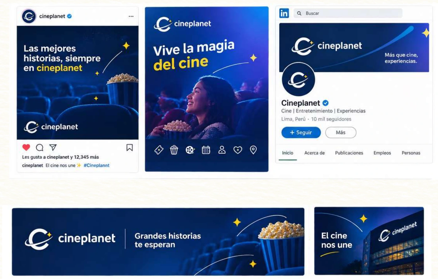 Propuestas para redes sociales y banners Cineplanet